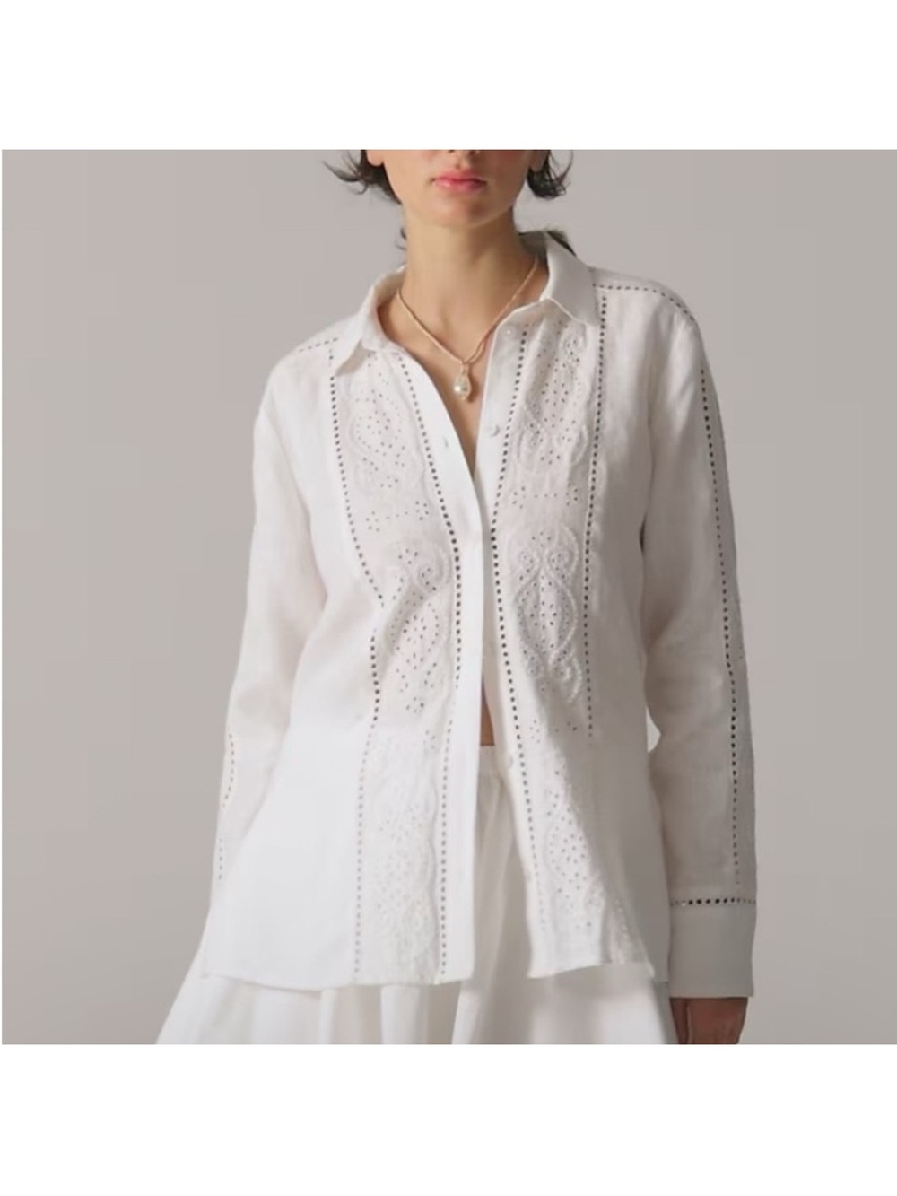 J. Crew eyelet Garçon Classic Shirt linen size 8